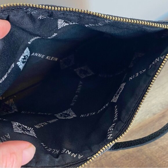 ANNE KLEIN Womens Black Wristlet Zipper Wallet Purse Clutch - Picture 6 of 8